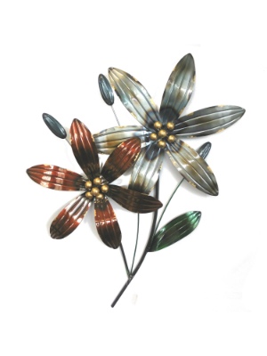 Blue And Bronze Floral Wall Hanging 60X76X5Cm