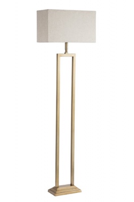 Brass Floor Lamp With Linen Shade 460X1740H