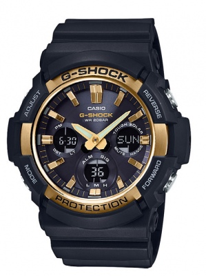 G Shock Black Gold Analogue Solar Watch