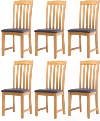 Knotty Oak Set Of 6 Dining Chairs With Pu Seat