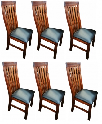 Watsons Acacia Set Of 6 Dining Chairs With Pu Seat