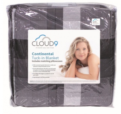 Cloud 9 Grey Check Continental Blanket King