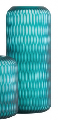 Honeycomb Column Vase Teal Large 15.5X36Cm H