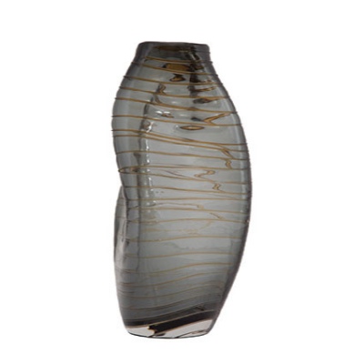 Cascade Vase Grey Amber Glass 17X34