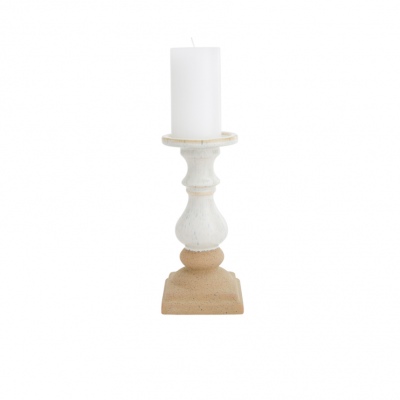 Vinya Two Toned Candle Stick White Small 11X24Cm