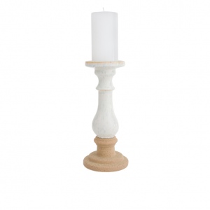 Vinya Two Toned Candle Stick White Med 12X28Cm