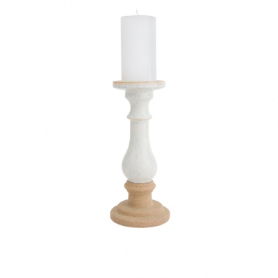 Vinya Two Toned Candle Stick White Med 12X28Cm