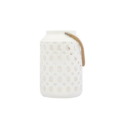 Coastal Lantern White Ceramic 25.5X39Cm