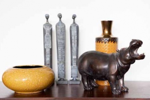 Safari Hippo Antique Bronze Resin 33X12X22Cm