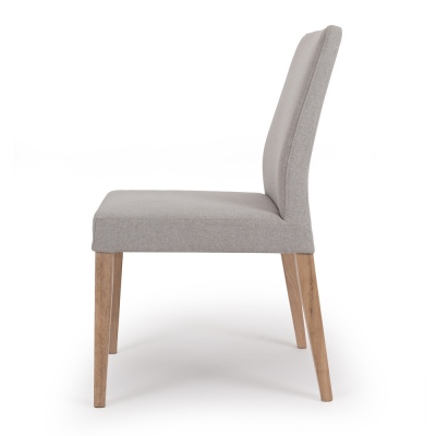 Haven Light Grey Farbic Natural Leg Dining Chair
