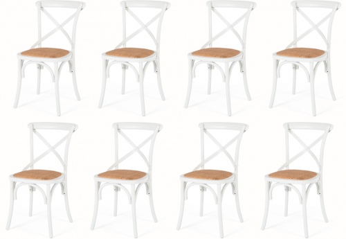 Villa X-Back Dining Chair Aged White Set Of 8