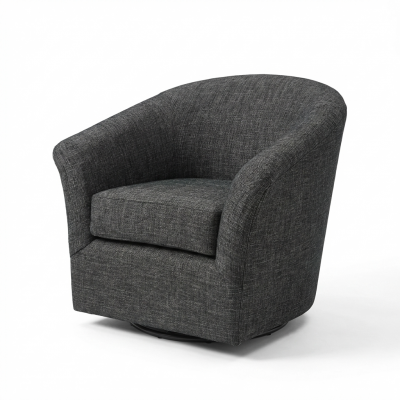 Ibis Swivel Tub Chair In Jake Charcoal Fabric