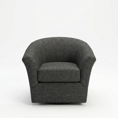 Ibis Swivel Tub Chair In Jake Charcoal Fabric