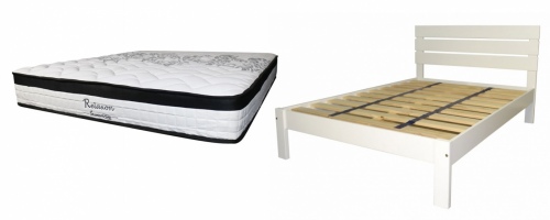 Kansas King Slat Bed White + Relaxon King Matt