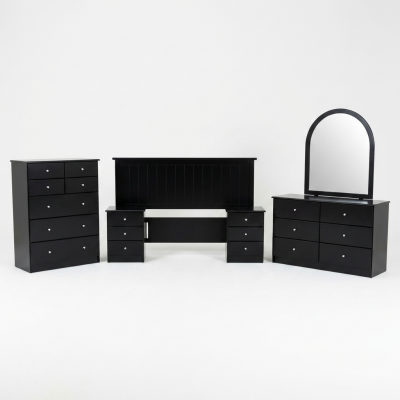 Kingston Headboard Tboy Dress Black 5Pc Suite