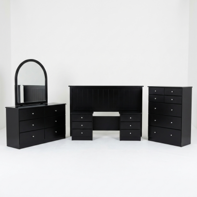 Kingston Headboard Tboy Dress Black 5Pc Suite