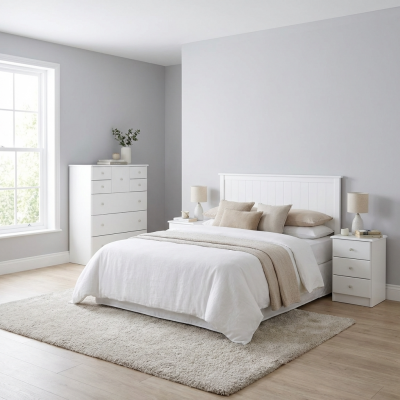 Kingston Headboard & Scotch White 4Pc Suite