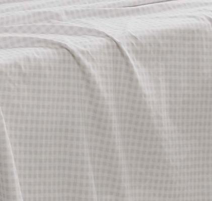 Gingham Stone Double Sheet Set 100% Cotton