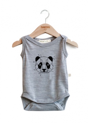 Mokopuna Merino Singlet Short Suit Mist Panda 000