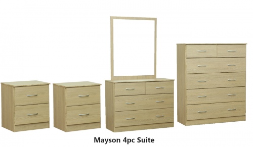 Mayson 4Pc Bedroom Suite Med Oak With Silver Handl