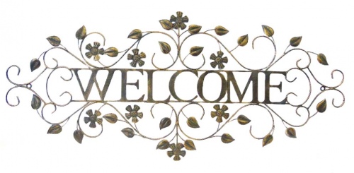 Welcome Sign Metal Wall Hanging 74X32X1Cm