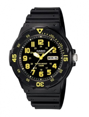 Casio Standard Black Yellow Analogue Watch
