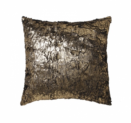 Da Vinci Gold Metallic Faux Fur Cushion 45X45Cm