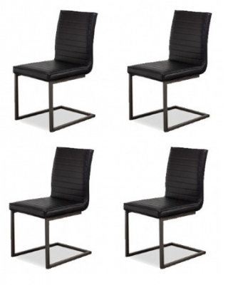 Oliver Black Pu Dining Chair Set Of 4