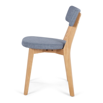 Prego Dining Chair Fjord Blue Fabric Oak Legs