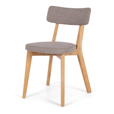 Prego Dining Chair Light Grey Fabric Oak Legs