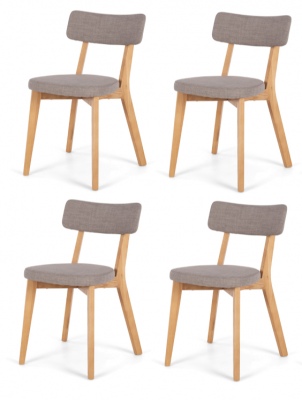 Prego Dining Chair Light Grey Fabric Set Of 4