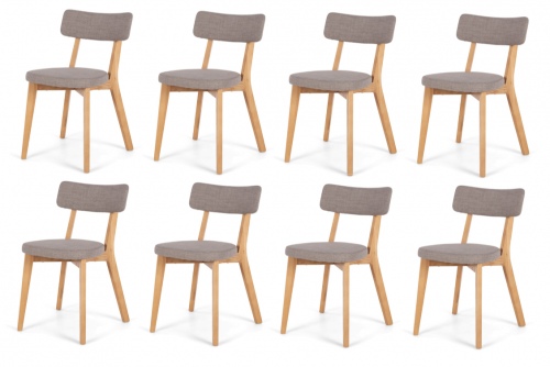 Prego Dining Chair Light Grey Fabric Set Of 8