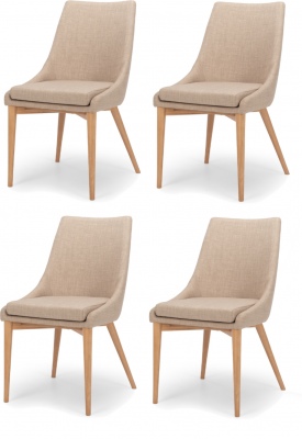 Eva Dining Chair Beige Fabric Set Of 4