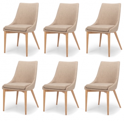 Eva Dining Chair Beige Fabric Set Of 6