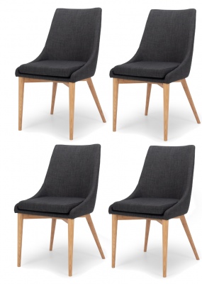 Eva Dining Chair Dark Grey Fabric Set Of 4
