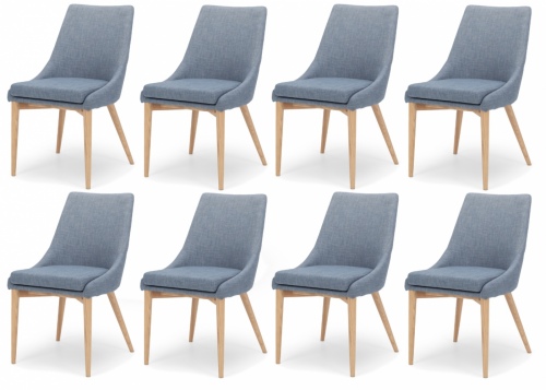 Eva Dining Chair Fjord Blue Fabric Set Of 8