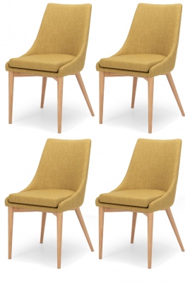 Eva Dining Chair Yellow Fabric Set Of 4