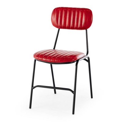 Datsun Cherry Red Dining Chair Pu & Metal