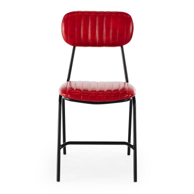Datsun Cherry Red Dining Chair Pu & Metal