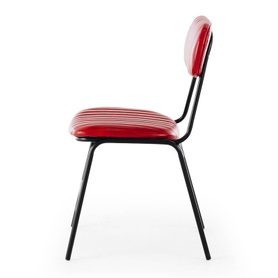 Datsun Cherry Red Dining Chair Pu & Metal
