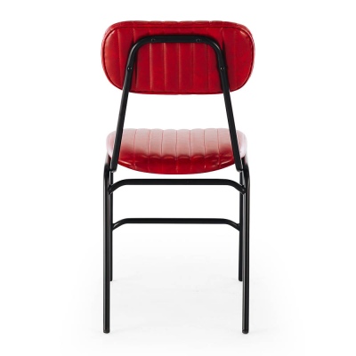 Datsun Cherry Red Dining Chair Pu & Metal