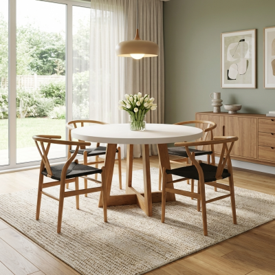 Echo 1.3 Round Table + 4 Wishbone Chairs