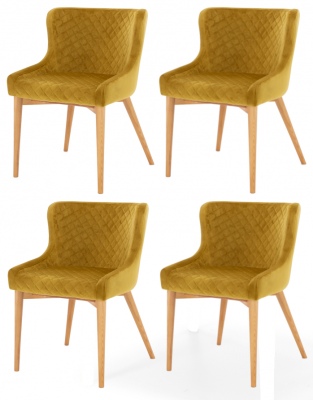Paris Golden Velvet Dining Chair Set Of 4