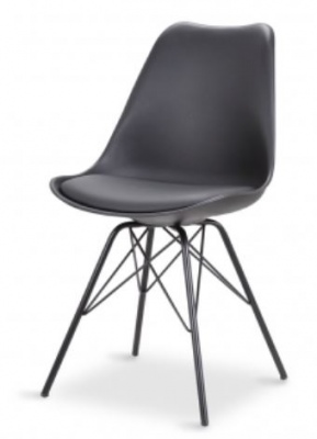 Kara Dining Chair Black Seat Metal Legs