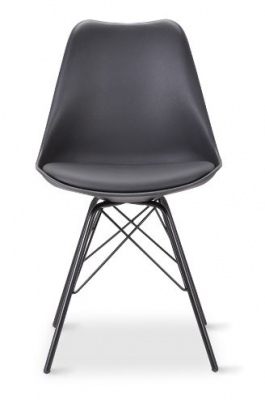 Kara Dining Chair Black Seat Metal Legs