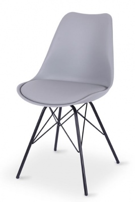 Kara Dining Chair Grey Seat Metal Legs