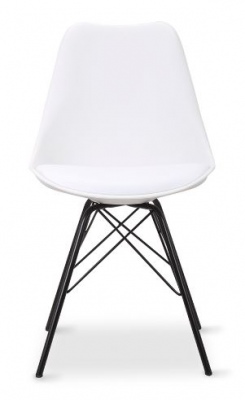 Kara Dining Chair White Seat Metal Legs