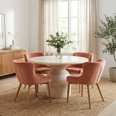 Terrace 1.2 Round Table + 4 Amber Rose Paris Chair