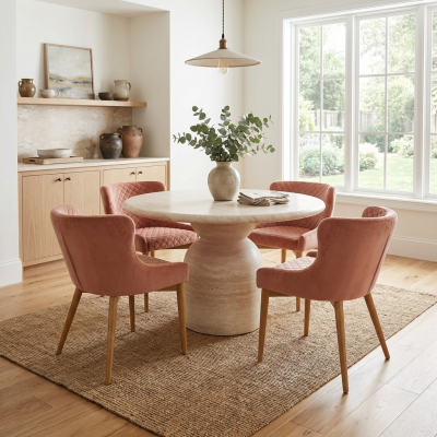 Terrace 1.2 Round Table + 4 Amber Rose Paris Chair