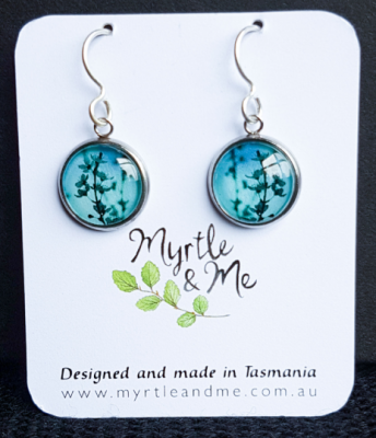 Blue Blossom Drop Earrings Glass & Stless Steel